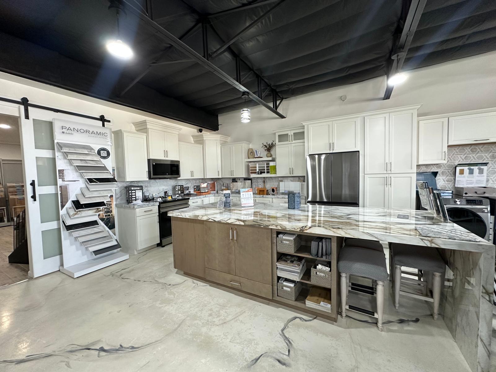 Kitchen and cabinetry showroom display at Install & Inspire in Tucson